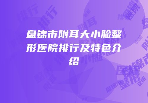 盘锦市附耳大小脸整形医院排行及特色介绍