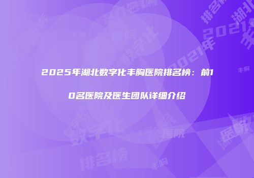 2025年湖北数字化丰胸医院排名榜：前10名医院及医生团队详细介绍