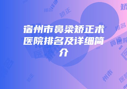 宿州市鼻梁矫正术医院排名及详细简介