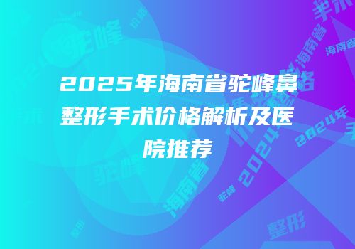 2025年海南省驼峰鼻整形手术价格解析及医院推荐