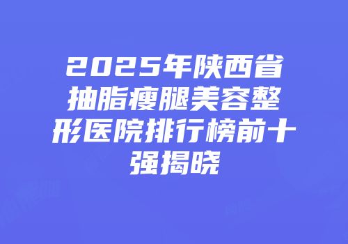 2025年陕西省抽脂瘦腿美容整形医院排行榜前十强揭晓