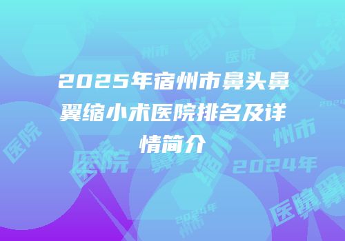 2025年宿州市鼻头鼻翼缩小术医院排名及详情简介