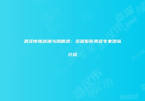 武汉市陈剑涛与周鹏武：资深整形美容专家团队介绍