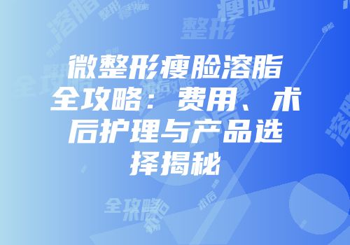 微整形瘦脸溶脂全攻略：费用、术后护理与产品选择揭秘