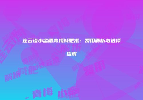 连云港小蛮腰青梅减肥术：费用解析与选择指南