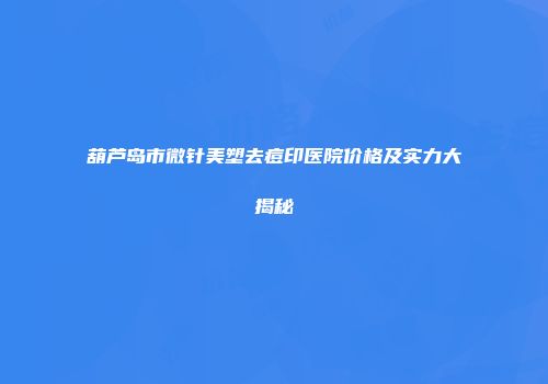 葫芦岛市微针美塑去痘印医院价格及实力大揭秘
