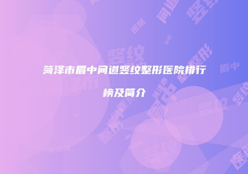 菏泽市眉中间道竖纹整形医院排行榜及简介