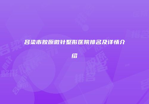 吕梁市胶原微针整形医院排名及详情介绍