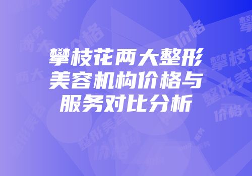 攀枝花两大整形美容机构价格与服务对比分析