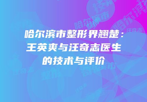 哈尔滨市整形界翘楚：王英爽与汪奇志医生的技术与评价
