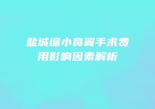 盐城缩小鼻翼手术费用影响因素解析
