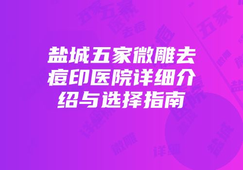 盐城五家微雕去痘印医院详细介绍与选择指南