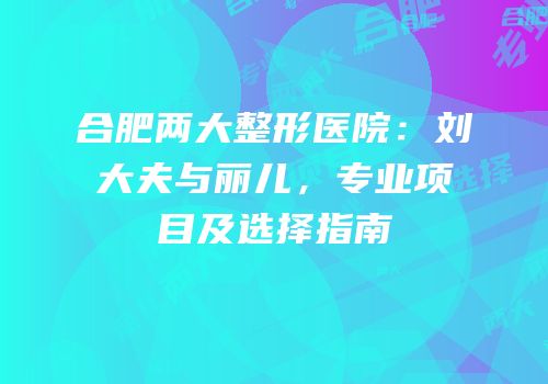 合肥两大整形医院：刘大夫与丽儿，专业项目及选择指南