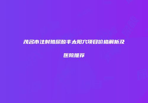 茂名市注射玻尿酸丰太阳穴项目价格解析及医院推荐