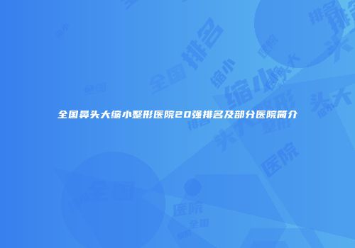 全国鼻头大缩小整形医院20强排名及部分医院简介