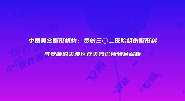 中国美容整形机构：贵航三〇二医院烧伤整形科与安顺泊美雅医疗美容诊所特色解析