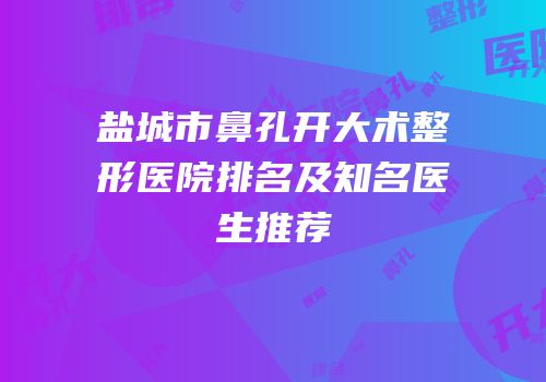盐城市鼻孔开大术整形医院排名及知名医生推荐