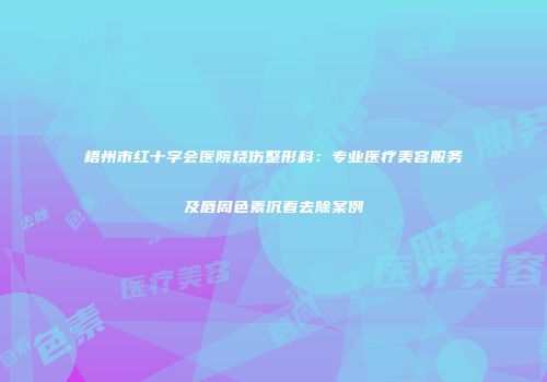 梧州市红十字会医院烧伤整形科：专业医疗美容服务及唇周色素沉着去除案例