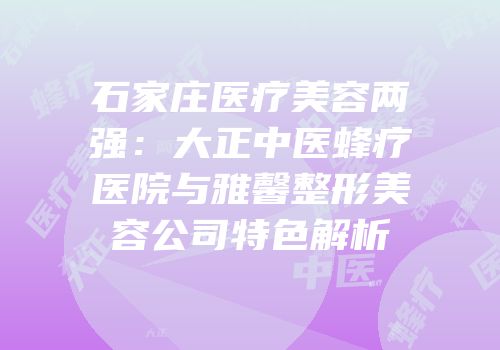 石家庄医疗美容两强：大正中医蜂疗医院与雅馨整形美容公司特色解析