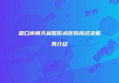 营口市朝天鼻整形术医院排名及服务介绍
