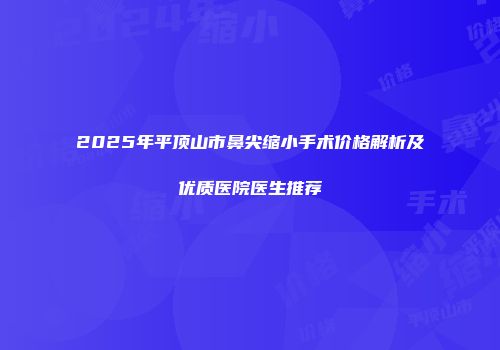 2025年平顶山市鼻尖缩小手术价格解析及优质医院医生推荐