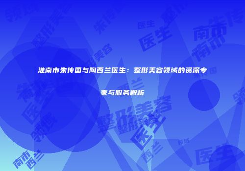 淮南市朱传国与陶西兰医生：整形美容领域的资深专家与服务解析