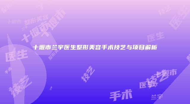 十堰市兰宇医生整形美容手术技艺与项目解析