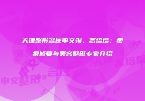 天津整形名医申文锡、高培培：疤痕修复与美容整形专家介绍