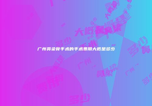 广州鼻梁骨手术的手术费用大概是多少