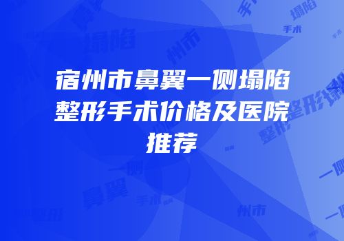 宿州市鼻翼一侧塌陷整形手术价格及医院推荐