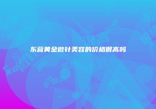 东营黄金微针美容的价格很高吗