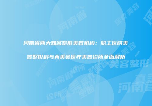 河南省两大知名整形美容机构：职工医院美容整形科与真美会医疗美容诊所全面解析