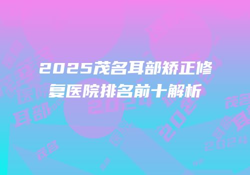 2025茂名耳部矫正修复医院排名前十解析