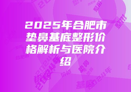 2025年合肥市垫鼻基底整形价格解析与医院介绍