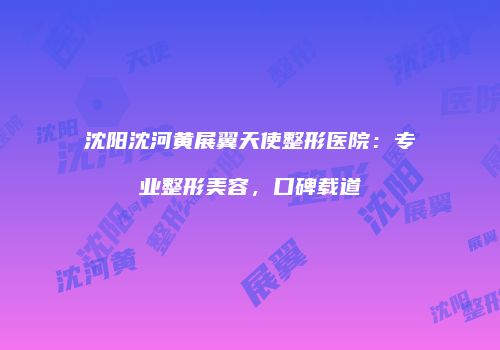 沈阳沈河黄展翼天使整形医院：专业整形美容，口碑载道