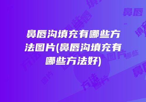 鼻唇沟填充有哪些方法图片(鼻唇沟填充有哪些方法好)