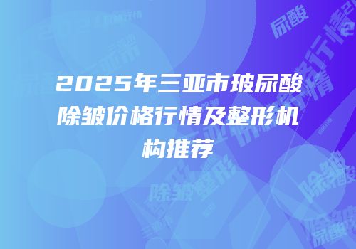 2025年三亚市玻尿酸除皱价格行情及整形机构推荐