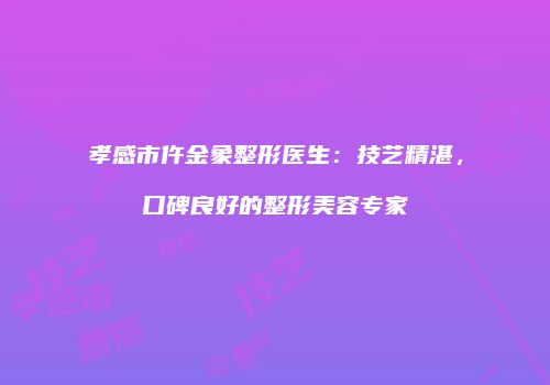 孝感市仵金象整形医生：技艺精湛，口碑良好的整形美容专家
