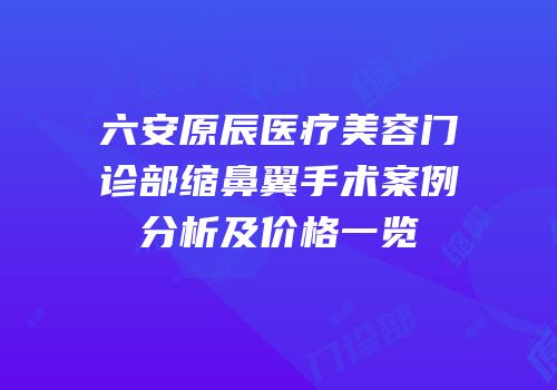 六安原辰医疗美容门诊部缩鼻翼手术案例分析及价格一览