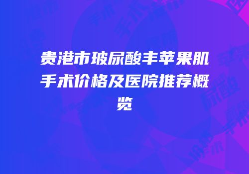 贵港市玻尿酸丰苹果肌手术价格及医院推荐概览