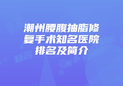 潮州腰腹抽脂修复手术知名医院排名及简介