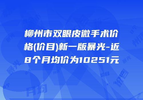 柳州市双眼皮微手术价格(价目)新一版暴光-近8个月均价为10251元