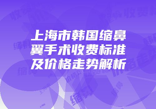 上海市韩国缩鼻翼手术收费标准及价格走势解析
