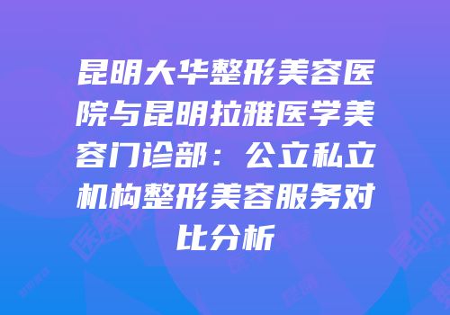 昆明大华整形美容医院与昆明拉雅医学美容门诊部：公立私立机构整形美容服务对比分析
