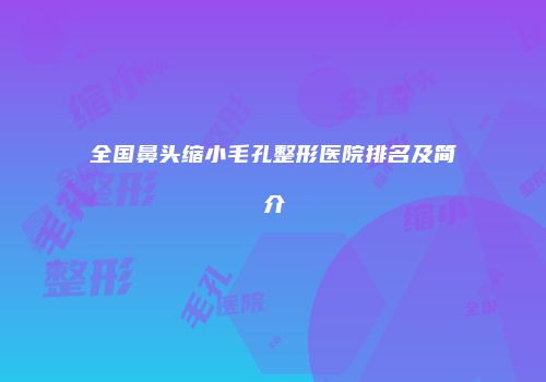 全国鼻头缩小毛孔整形医院排名及简介