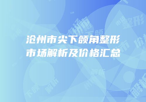 沧州市尖下颌角整形市场解析及价格汇总