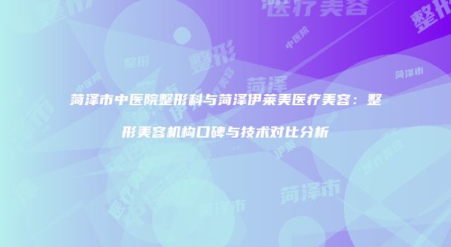 菏泽市中医院整形科与菏泽伊莱美医疗美容：整形美容机构口碑与技术对比分析
