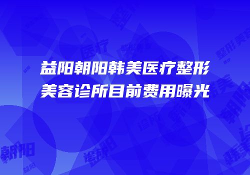 益阳朝阳韩美医疗整形美容诊所目前费用曝光