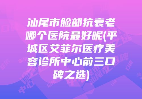 汕尾市脸部抗衰老哪个医院最好呢(平城区艾菲尔医疗美容诊所中心前三口碑之选)
