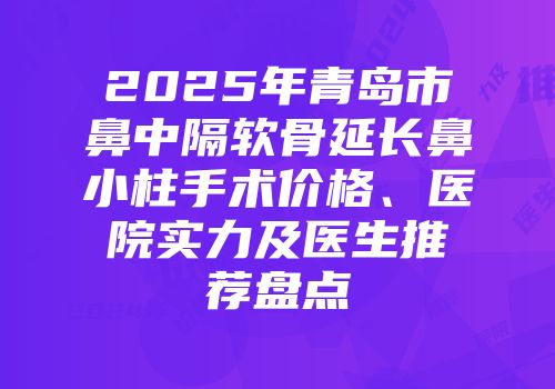 2025年青岛市鼻中隔软骨延长鼻小柱手术价格、医院实力及医生推荐盘点
